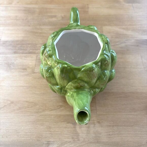 Vintage Teleflora Whimsical Cottage 3D Green Artichoke Glazed 20oz Teapot *Read - Picture 2 of 8